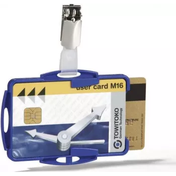 DURABLE Porta-cartões de ID rígido com clipe de tecido para 2 cartões, transparente, pack de 25 (821806)