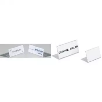DURABLE SHERPA® Suporte de mesa em L, acrílico, 61x210 mm, formato horizontal, transparente, pack de 10 803119