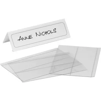 Placa de identificação de mesa DURABLE com suporte 210x61 mm PET transparente 10 unid. 804819