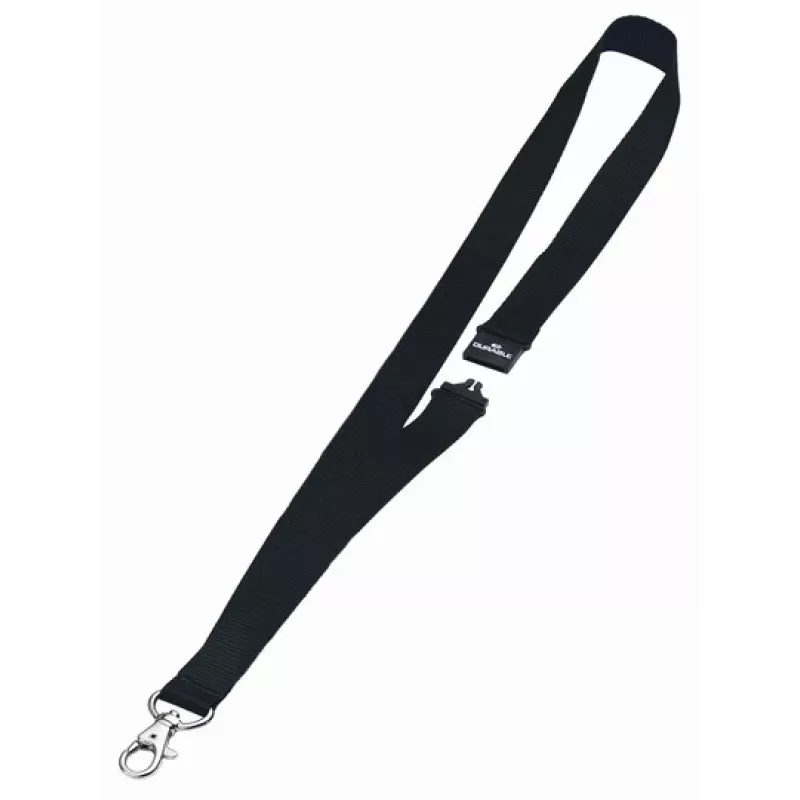DURABLE Cordão têxtil 20 com mosquetão, preto, pack de 10 (813701)