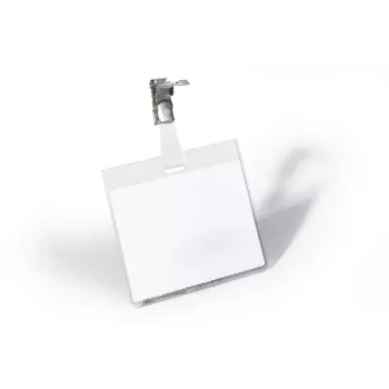 DURABLE VISITOR Porta-crachás 90 x 60 mm com clipe rotativo, transparente, 25 unidades (800319)