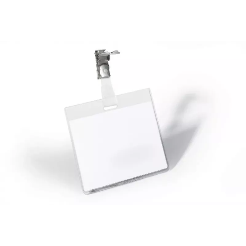 DURABLE VISITOR Porta-crachás 90 x 60 mm com clipe rotativo, transparente, 25 unidades (800319)