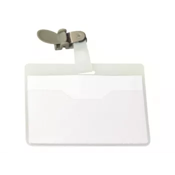 DURABLE VISITOR Porta-crachás 90 x 60 mm com clipe rotativo, transparente, 25 unidades (800319)