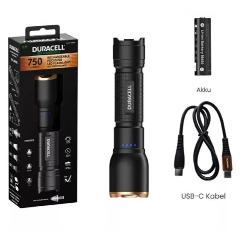 Lanterna Duracell DF750R preta