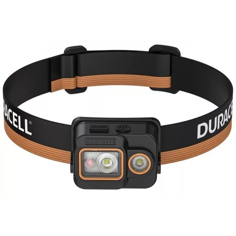 Lanterna frontal LED recarregável Duracell DH700R, 700 lúmenes, sensor de movimento, IPX4, preto/laranja