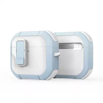 Capa Dux Ducis PECP Series PC+TPU com gancho para AirPods 4 branca e azul