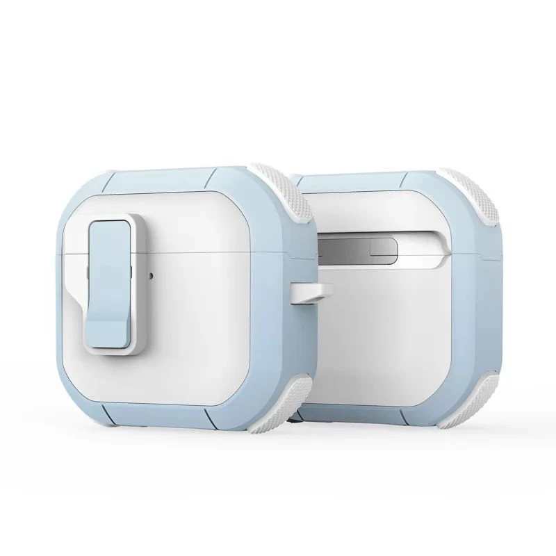 Capa Dux Ducis PECP Series PC+TPU com gancho para AirPods 4 branca e azul