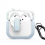 Capa Dux Ducis PECP Series PC+TPU com gancho para AirPods 4 branca e azul