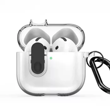 Dux Ducis Apple AirPods 4 Capa PECL Series PC+TPU com gancho Preto Transparente