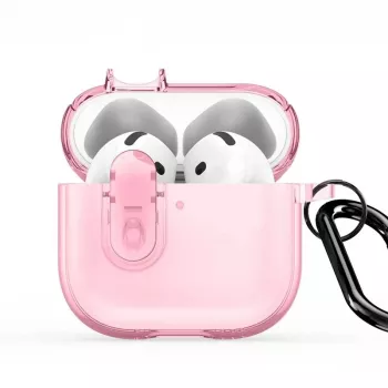 Capa PC+TPU Dux Ducis Série PECL para Apple AirPods 4 com Gancho Rosa