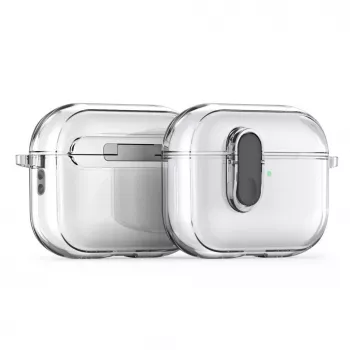 Capa Dux Ducis PECL Series PC+TPU com gancho para Apple AirPods Pro 3 preta transparente