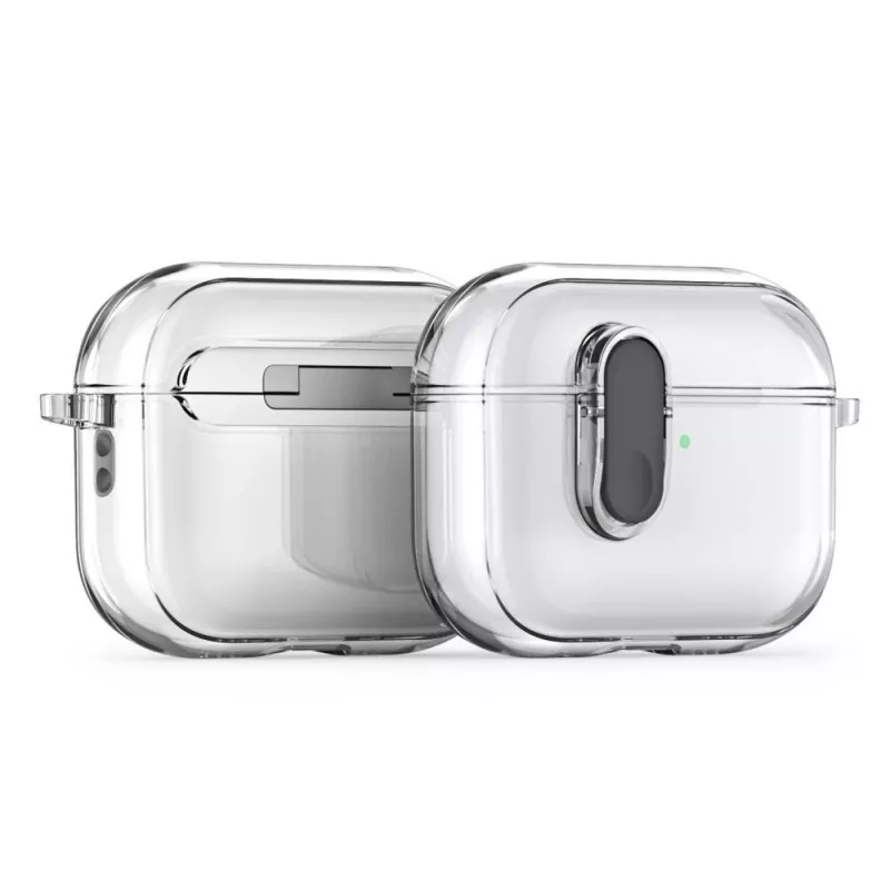 Capa Dux Ducis PECL Series PC+TPU com gancho para Apple AirPods Pro 3 preta transparente