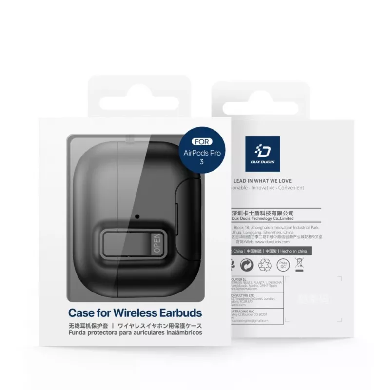 Dux Ducis Apple AirPods Pro 3 capa série PECQ PC+TPU com gancho preta
