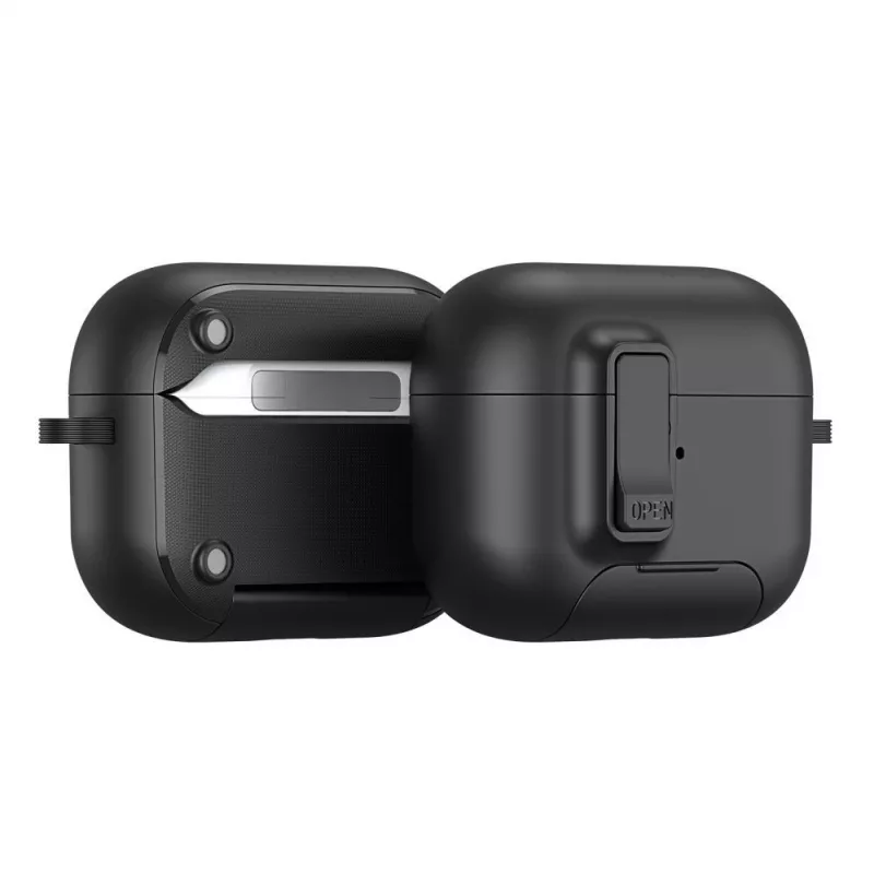 Dux Ducis Apple AirPods Pro 3 capa série PECQ PC+TPU com gancho preta