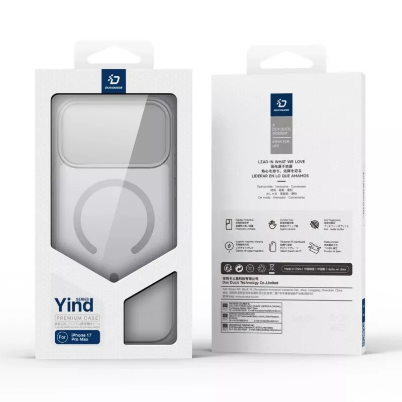 Capa Dux Ducis YIND PC+TPU para Apple iPhone 17 Pro Max com MagSafe cinzenta
