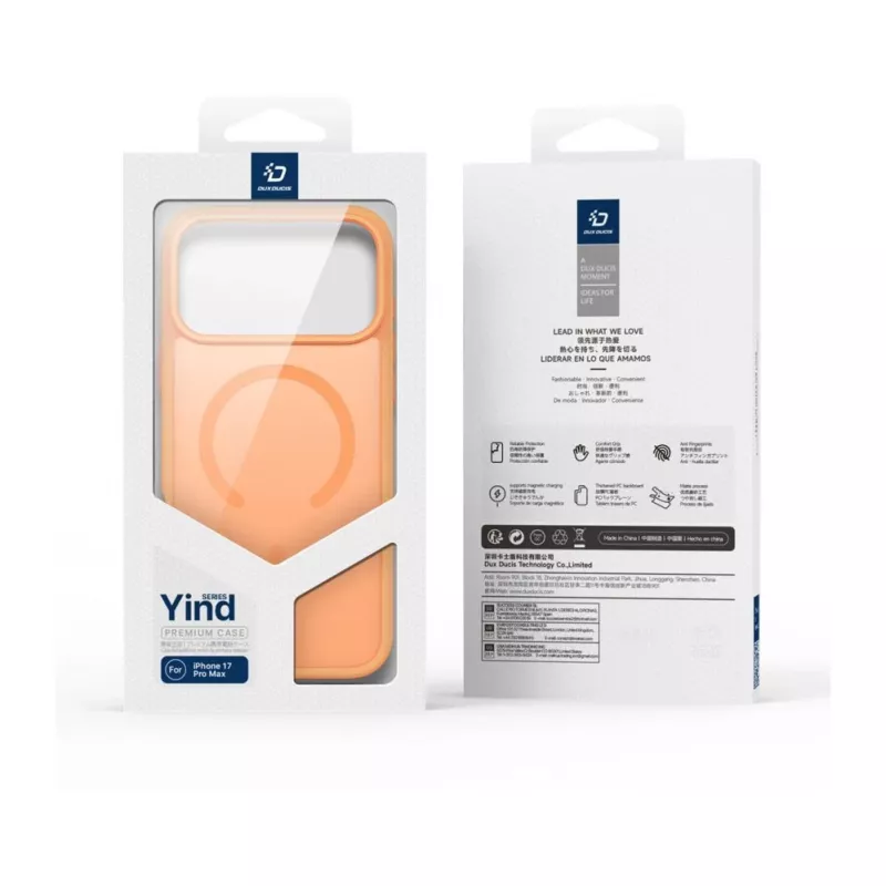 Capa Dux Ducis YIND PC+TPU com MagSafe para Apple iPhone 17 Pro Max laranja