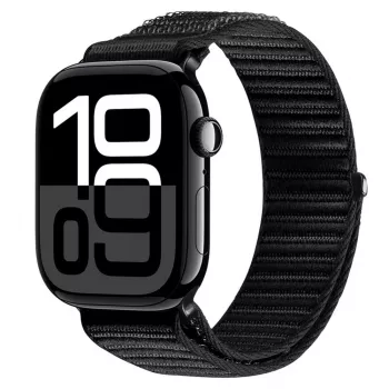 Dux Ducis Apple Watch 42/44/45/46/49mm YE bracelete em nylon entrançado Loop preta