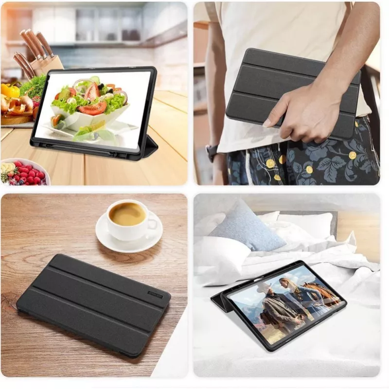 Capa dobrável Dux Ducis Domo Series com compartimento para lápis para Samsung Galaxy Tab S9 FE/S10 FE, preta