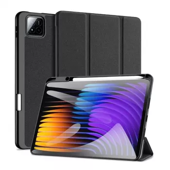 Dux Ducis Domo Series capa para tablet em pele sintética PU com suporte Tri-fold para Xiaomi Redmi Pad 7/7 Pro, preta