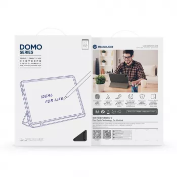 Dux Ducis Galaxy Tab A9 Plus / Tab A11 Plus Domo Series capa para tablet em pele sintética PU com suporte Tri-fold preta