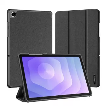 Dux Ducis Galaxy Tab A9 Plus / Tab A11 Plus Domo Series capa para tablet em pele sintética PU com suporte Tri-fold preta