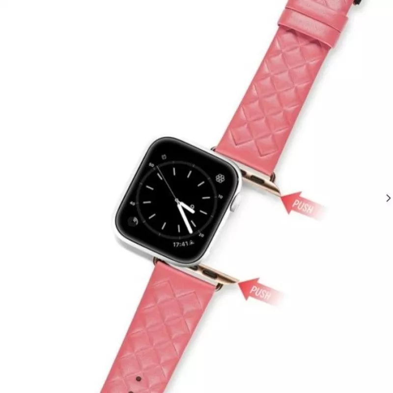 Pulseira de pele verdadeira Dux Ducis para Apple Watch Series 7/6/5/4/3/2/SE (38/40/41mm) - vermelha