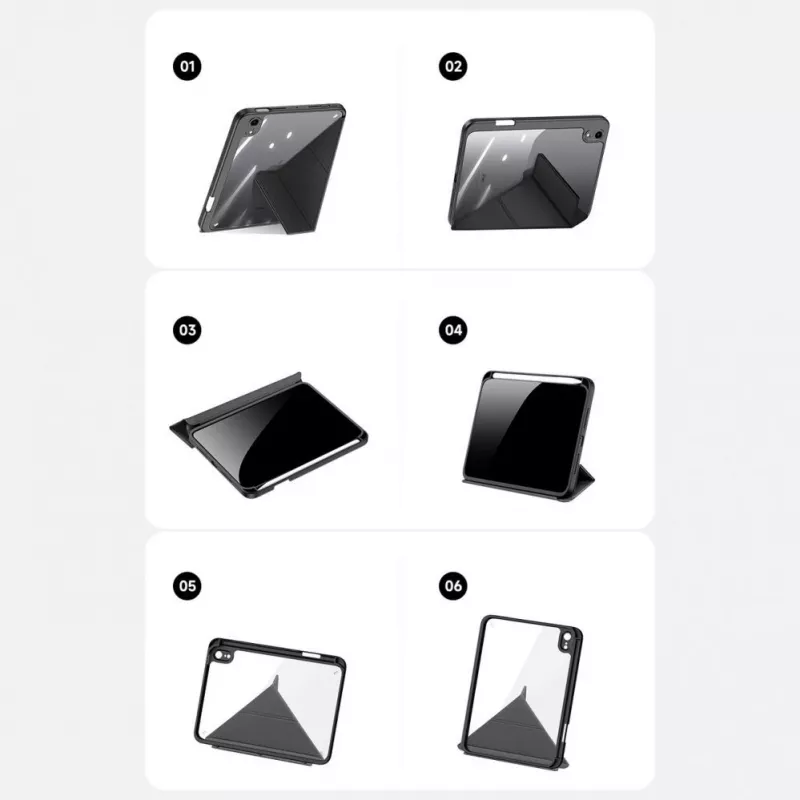 Dux Ducis Magi Case para iPad mini 6 (2021) Smart Cover com suporte e suporte para Apple Pencil - Preto