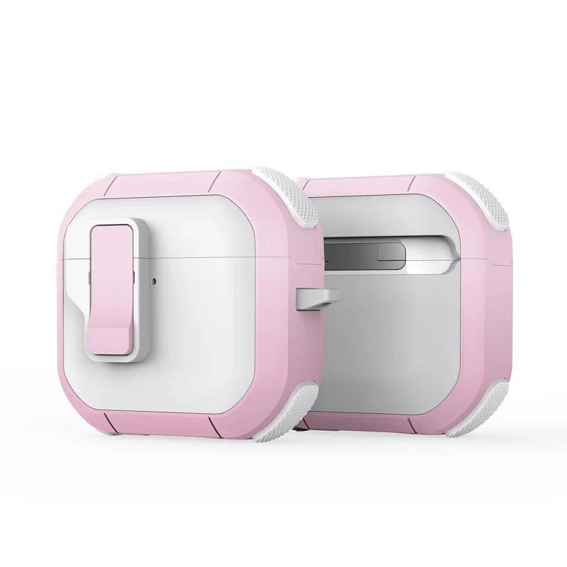 Capa PC+TPU com gancho Dux Ducis série PECP para AirPods 4, branco rosa