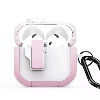 Capa PC+TPU com gancho Dux Ducis série PECP para AirPods 4, branco rosa