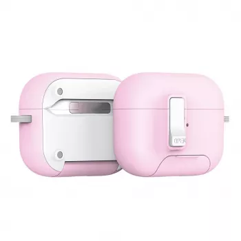Dux Ducis PECQ Series Capa PC+TPU com gancho para Apple AirPods Pro 3, branco/rosa