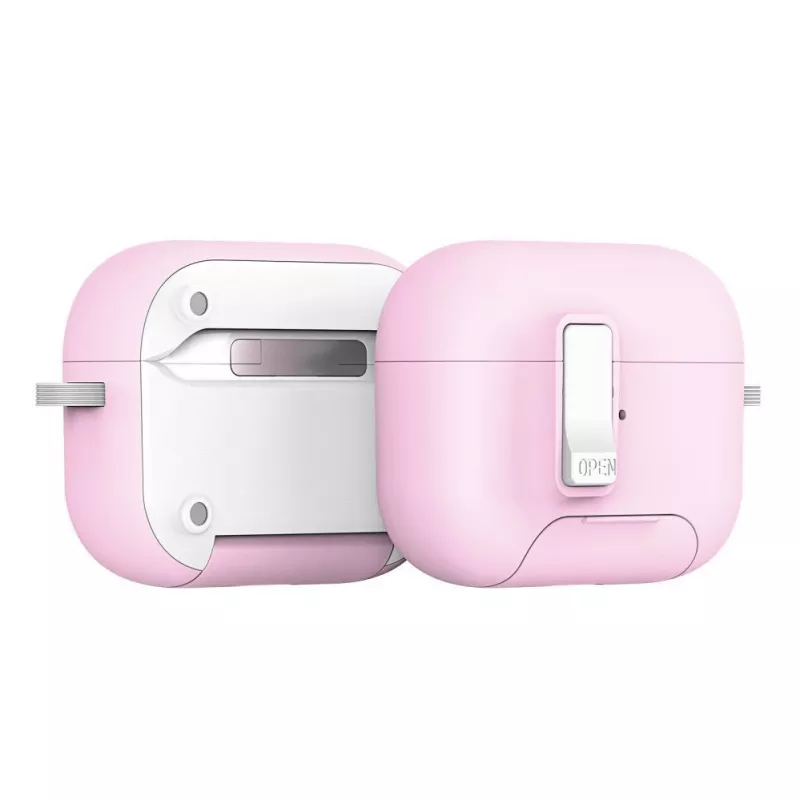 Dux Ducis PECQ Series Capa PC+TPU com gancho para Apple AirPods Pro 3, branco/rosa