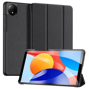 Dux Ducis Capa para tablet Domo Series Tri-fold Stand em pele PU para Redmi Pad SE 8.7 preta