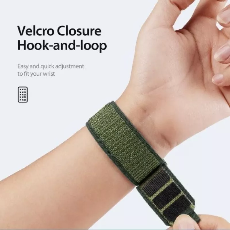 DUX DUCIS bracelete desportiva de velcro para Apple Watch 42/44/45/46/49mm verde
