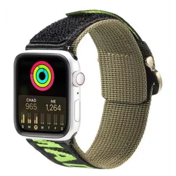 Pulseira Dux Ducis (versão outdoor) para Apple Watch Ultra, SE, 8, 7, 6, 5, 4, 3, 2, 1 (49, 45, 44, 42 mm) pulseira de nylon preta verde
