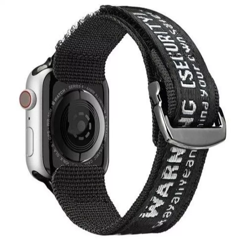 Dux Ducis Bracelete (versão para exterior) para Apple Watch Ultra, SE, Series 8, 7, 6, 5, 4, 3, 2, 1 (49, 45, 44, 42 mm) Bracelete de nylon preta prateada