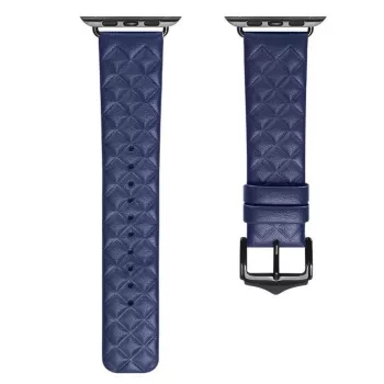 Dux Ducis Bracelete de couro Trap para Apple Watch 7/6/5/4/3/2/SE (45/44/42mm) Bracelete de couro verdadeiro Azul