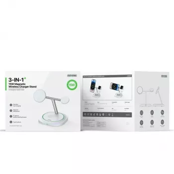 Carregador sem fios magnético Duzzona W16 15W 3-em-1 Branco