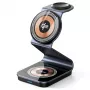 Suporte de carregamento sem fios Duzzona W21 3-em-1 15W para telefone, auricular e relógio (certificado Qi2) Transparente