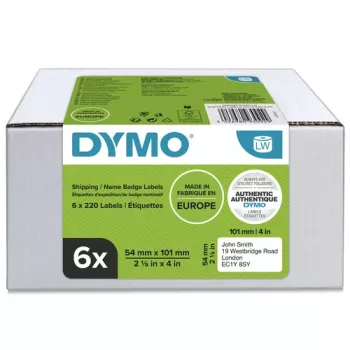 DYMO LabelWriter Etiquetas de envio e de identificação, 54 x 101 mm, Branco, adesivo permanente, 220 etiquetas por rolo