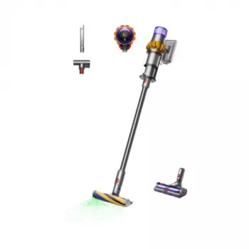 Aspirador sem fio Dyson V15 Detect Absolute, aço inoxidável, 240AW, ecrã LCD, 60min de autonomia
