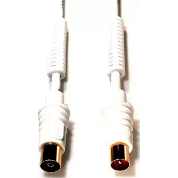 E+P AB207G Cabo Coaxial de Antena 7,5m Ficha para Conector Fêmea Banhado a Ouro Branco