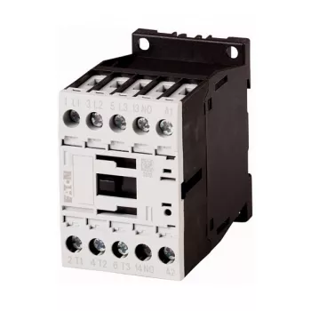 Contator de potência Eaton DILM12-10 – bobina 230V AC, 3 polos + 1 NO, 12A AC-3, 5,5kW, IP20, montagem em calha DIN