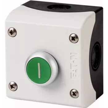 Botão de pressão Eaton M22-D-G-X1/KC11/I painel cinzento, 1NO+1NC, momentâneo, 22,5mm, IP66/IP67/IP69K 216522