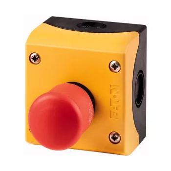 Botão de emergência Eaton M22-PV/KC02/IY, Vermelho/Amarelo, ligação por parafuso, plástico, IP66/IP69