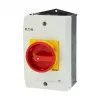 Eaton P1-25/I2/SVB/HI11 interruptor principal de 25 A e 3 polos com paragem de emergência, montagem saliente, vermelho/amarelo