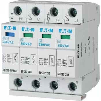 Dispositivo de proteção contra sobretensões Eaton SPCT2-280-3+NPE tipo 2 - 3P+NPE, 20kA, montagem em calha DIN