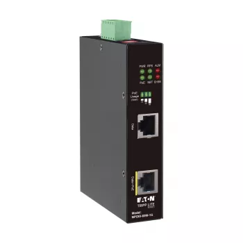 Injetor PoE++ Gigabit industrial Eaton Tripp Lite Series, 60W, 802.3bt, Midspan, -40°C a 75°C, IP30, Dual 24-57VDC, calha DIN, 1 porta, preto