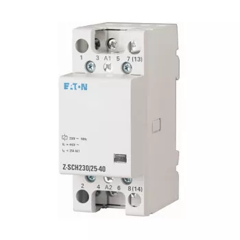 Contactora de instalação EATON Z-SCH230/25-40, bobina 230V AC, 4 polos (4 NO), 25A, 2 TE, calha DIN, MPN 248847