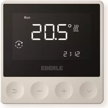 Eberle ATR 4800 AP Termostato de relógio programável para regulação de temperatura ambiente e de pavimento, montagem à superfície, 230 V AC, 10 A, programa semanal, retroiluminação LCD, branco puro 567194458600