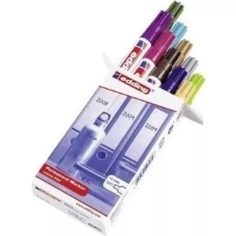 Edding 3000 Conjunto de marcadores permanentes, várias cores, ponta redonda 1,5-3 mm, pack de 10 4-300009